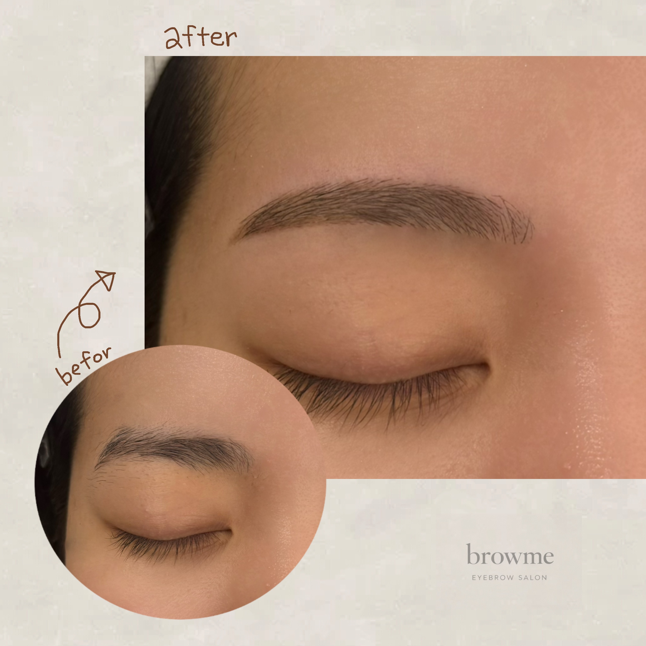 似合わせアイブロウWaxの施術Before/After