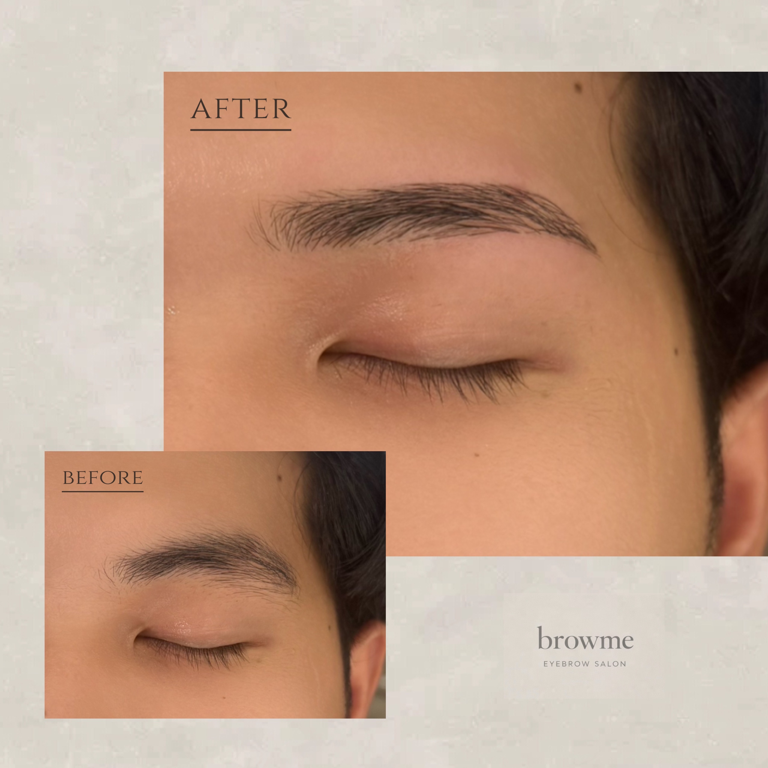 メンズアイブロウWaxの施術Before/After